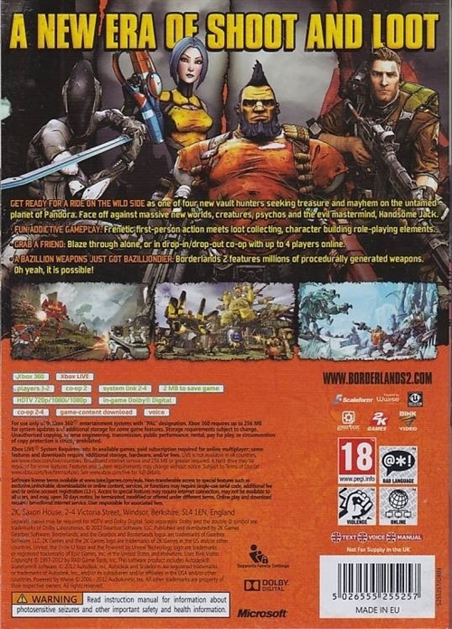 Borderlands 2 - med Papsleeve - XBOX 360 (B Grade) (Genbrug)